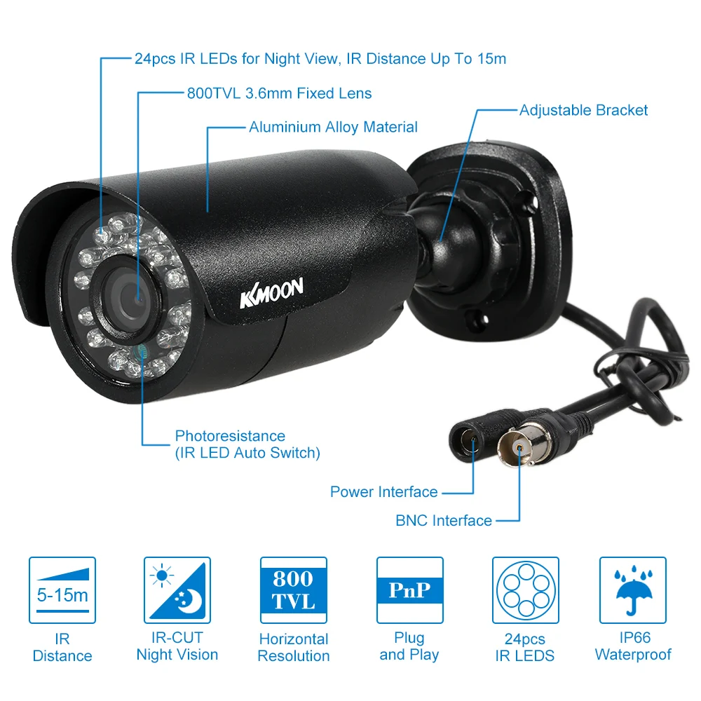 KKmoon 8CH система скрытого наблюдения HDMI DVR комплект 800TVL наружная камера безопасности Система 960H D1 DVR 4 шт. ИК Водонепроницаемая система наблюдения ссtv евро сток
