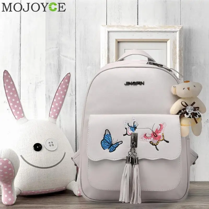 MOJOYCE модный рюкзак набор сумок из 4 предметов Для женщин и девочек с отделкой "Бабочка" школьная сумка с кисточкой на плечо Горячая дропшиппинг