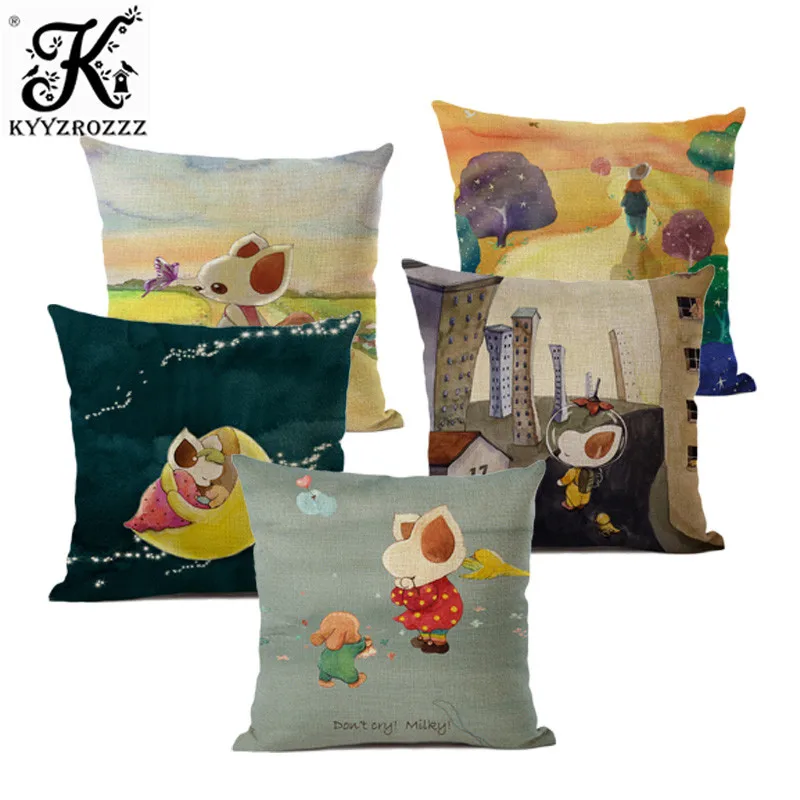 Чехол для подушки с изображением животных красивая Лисичка наволочка мультяшным