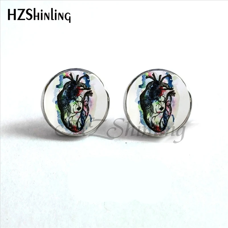 Новинка анатомические серьги в форме сердца стиле стимпанк HZ4|hypoallergenic stud earrings|stud