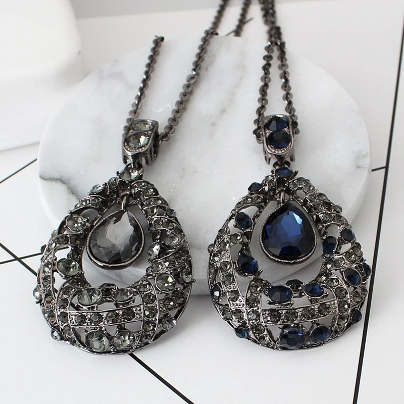 C New Arrival Women Trendy Retro Necklace Solid Color Girl Boho Crystal Pendant Shining Jewelry Accessories Hot Sales Neck Chain | Украшения