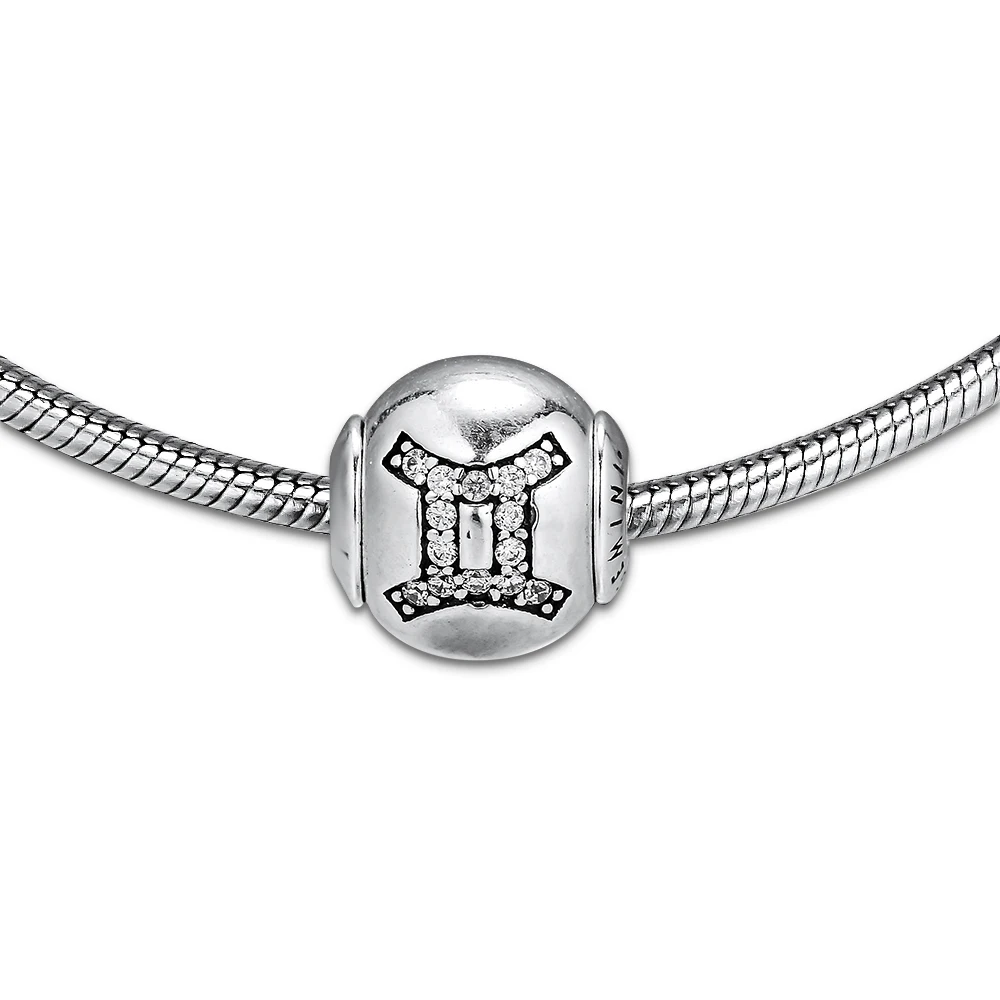 Подходит для браслетов Pandora Essence Gemini Charms с прозрачным фианитом 100% серебряные