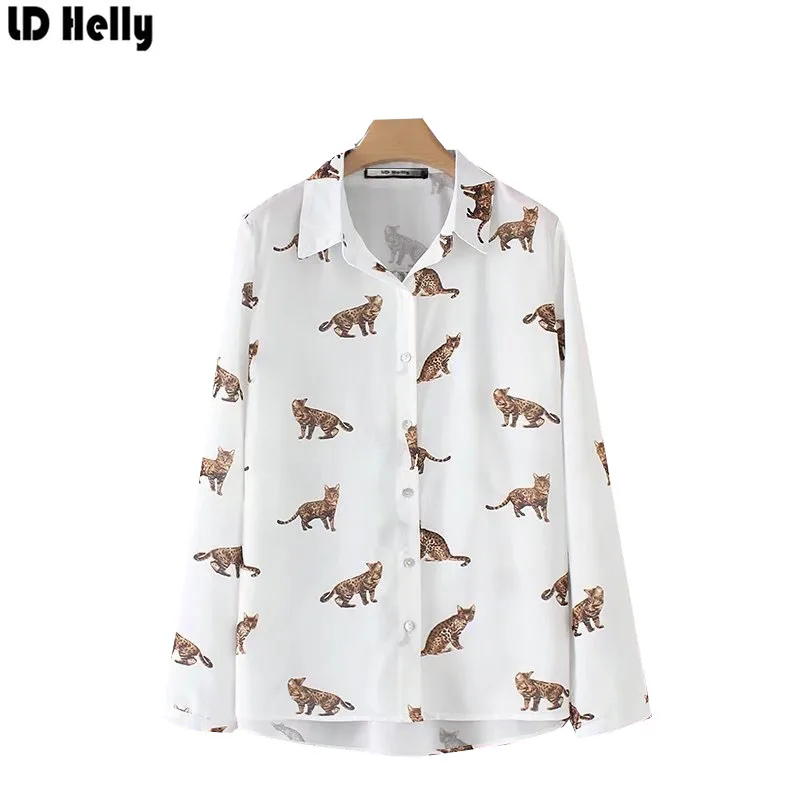 LD Helly 2018 Демисезонный Новый Модный Принт Свободные Блузки для малышек Корейская