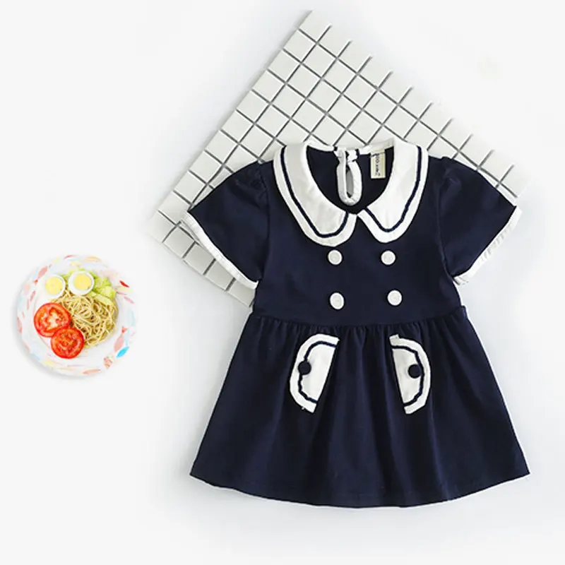 Retail-2017 лето девочка платье малышей девушки симпатичные младенческой хлопка