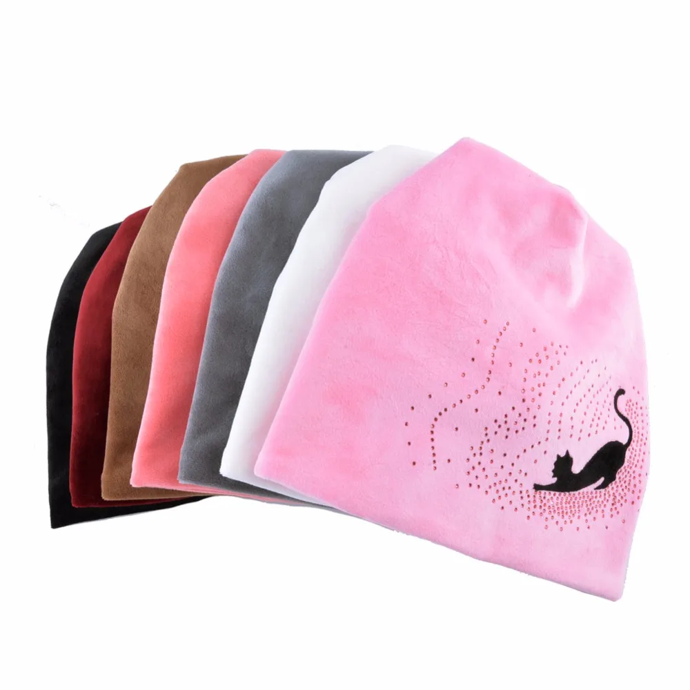 Женская трикотажная Шапка бини Зимняя в виде кошки|Женские Skullies и шапочки| |