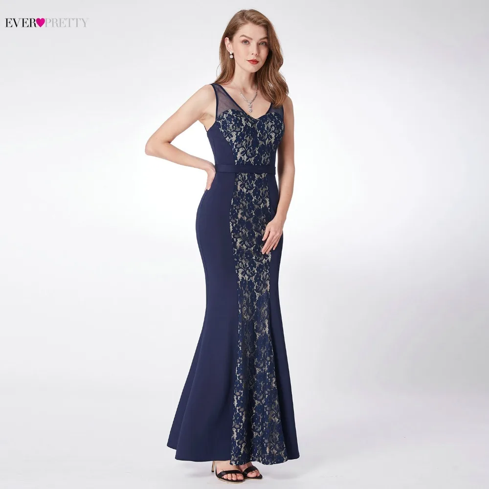 Новые Вечерние платья Ever Pretty EP07277 кружевные вечерние платья без рукавов с v-образным вырезом темно-синие вечерние платья robe de soiree