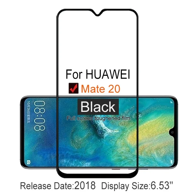 2 шт Полное покрытие экрана протектор Закаленное стекло для huawei mate 20 6,5" 9 H Защитное стекло для mate 20 HMA L09 L29 пленочный чехол - Цвет: Huawei Mate 20 Black