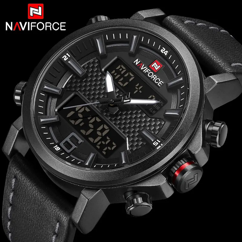 NAVIFORCE Top Luxury Brand Military Quartz Mens Watches LED Date Analog Digital Watch Men Fashion Sport Clock Relogio Masculino