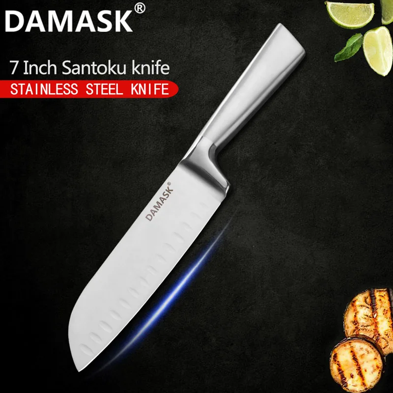 7 inch Santoku Дамасский набор кухонных ножей из нержавеющей стали, нож Santoku, ножи для мяса, овощей, очень острое лезвие, японский стиль, набор кухонных ножей - Цвет: 7 inch Santoku