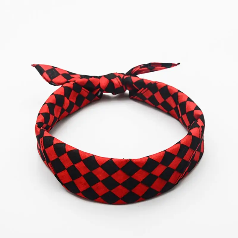 Винтажные цветные квадратные банданы в клетку с ромбовидным узором унисекс