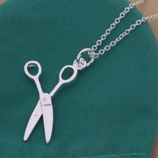 Модное посеребренное ювелирное изделие ожерелье в форме ножниц милое с кулоном
