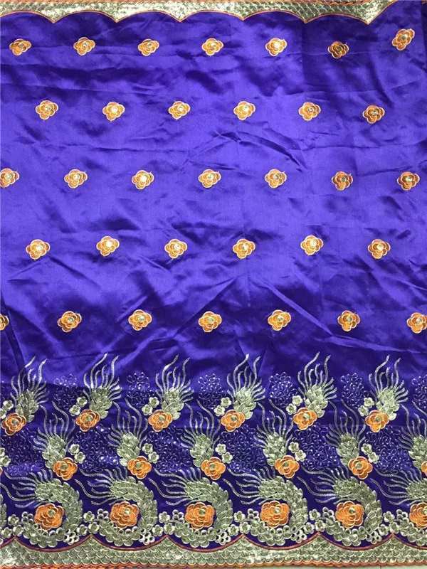 Nigerian George Fabrics French Design white Lace Material Markdown Sale Royal Blu Indian Raw Silk Georges with Sequins | Дом и сад
