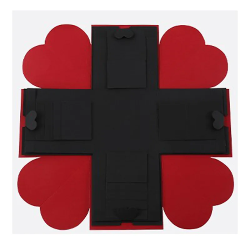 red black Креативная Взрывная коробка Скрапбукинг DIY коробка для фотоальбома Для Свадебное предложение подарок на день рождения - Цвет: red black