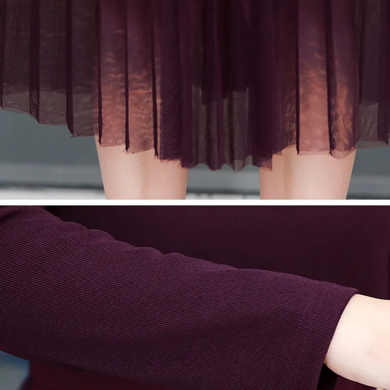 2019 женское Новое Сетчатое весенне осеннее платье с длинными рукавами