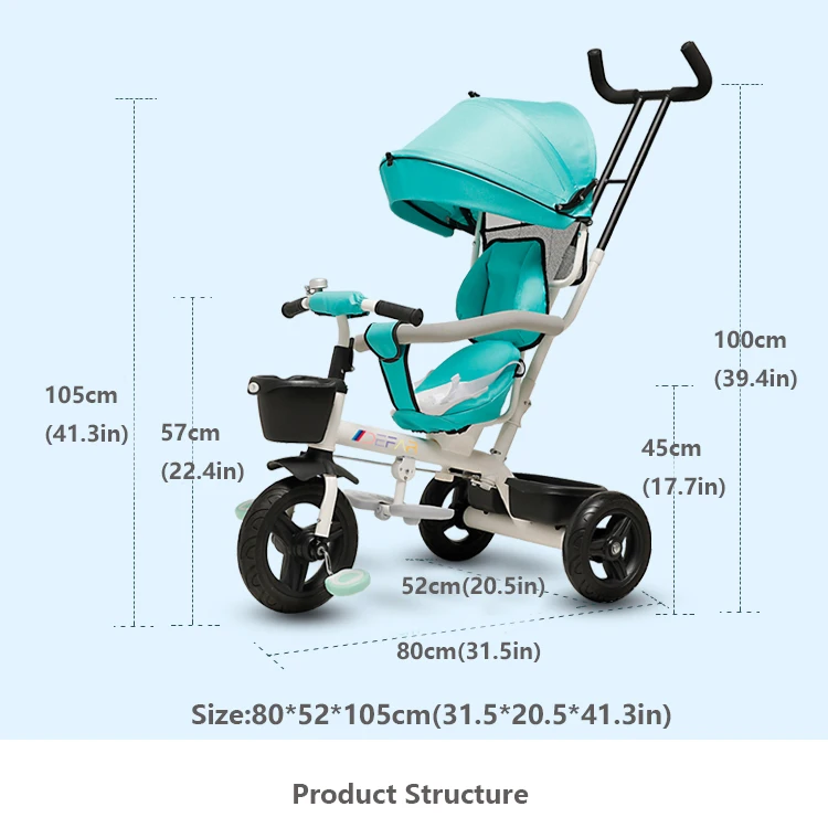 Infant Shining Baby Tricycle Ride on Toys 4 In 1 Three Wheels Stroller Children Bike Seat Multi-function for 1-6Y Children
