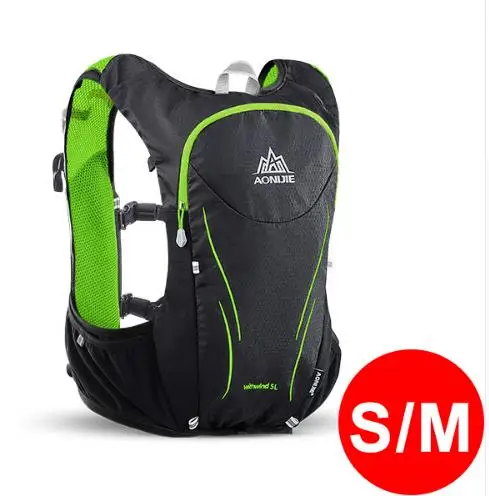 green SM AONIJIE 5L Женский Мужской марафон жилет-рюкзак против обезвоживания для 1.5L сумка для воды велосипедный походный мешок открытый спортивный рюкзак для бега - Цвет: green SM