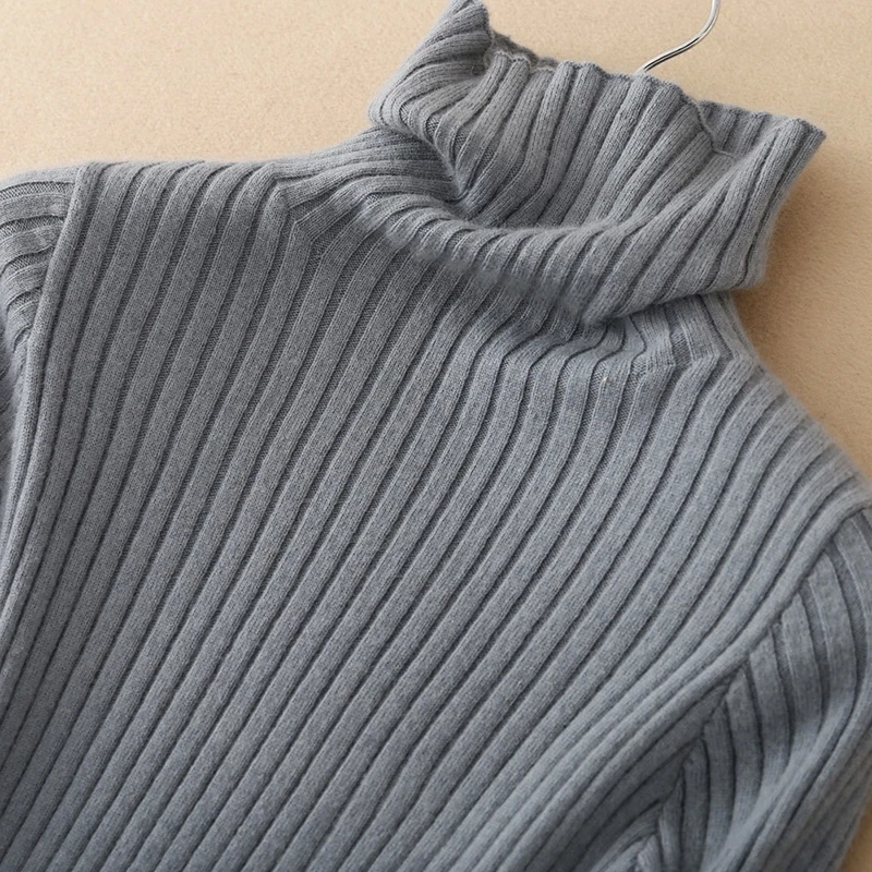 Women's Cashmere Elastic Autumn Winter Turtleneck Sweaters and Pullovers Wool Sweater Slim Tight Bottoming Knitted Pullover Warm | Женская