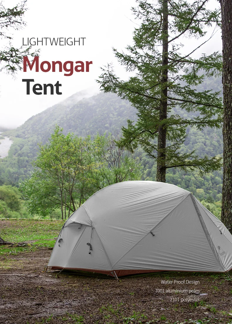 Naturehike на заказ Mongar 2 3 Человек Водонепроницаемый двойной слой открытый тент алюминиевый стержень серый Сверхлегкий Кемпинг коврики для палаток e-EMS