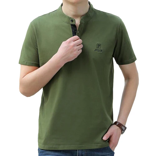 7128 Army Green Новинка, Высококачественная брендовая Хлопковая мужская рубашка поло, Повседневная однотонная мужская рубашка поло, camisa homme polo para hombre - Цвет: 7128 Army Green