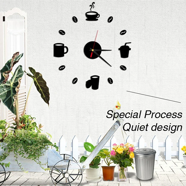 Часы для кофе кухонные настенные часы 3d сделай сам зеркало современный дизайн