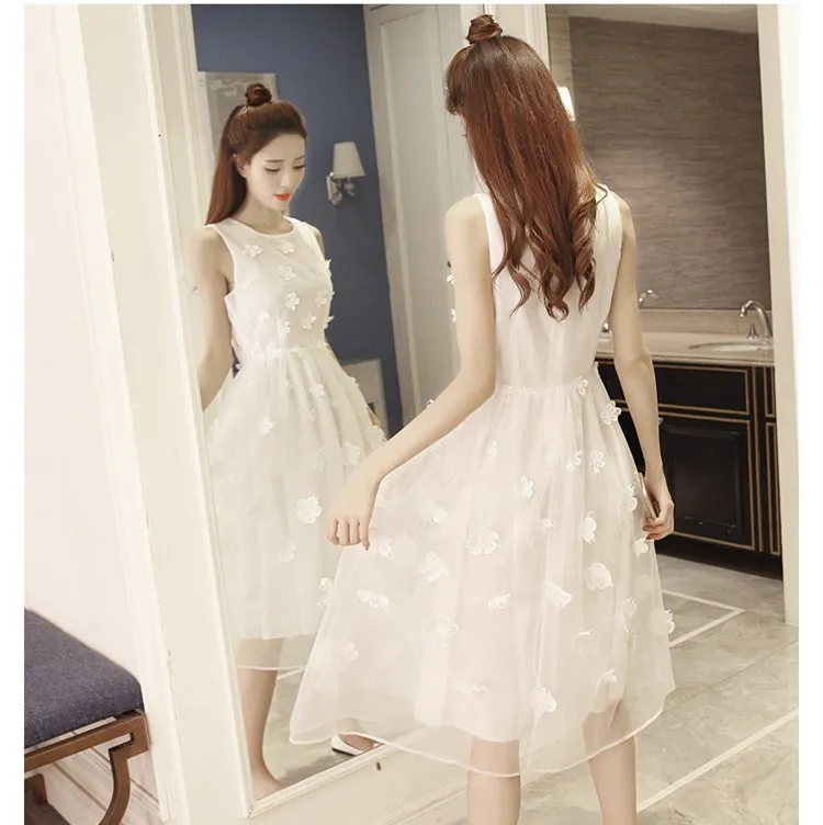 2019 Новое летнее платье Винтаж без рукавов кружевное с аппликацией бальное Для