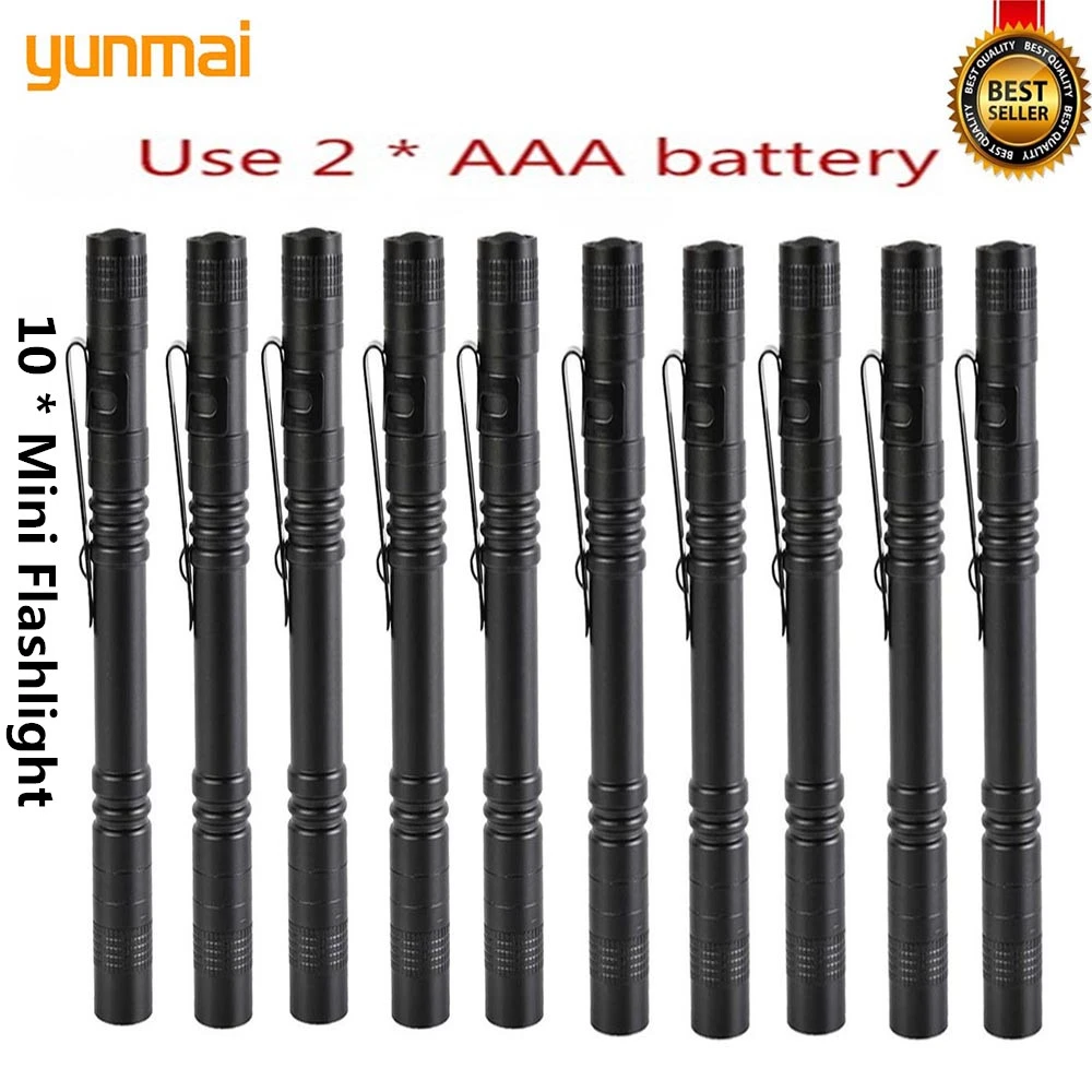 

10 Pcs 999lm Mini Portable Small Penholder Led Flashlight Night Walking Lighting Maintenance Work Torch Aluminum Alloy wholesell