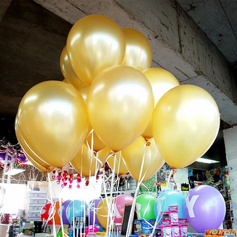 

10pcs/lot Gold 10inch 1.5g Pearl Latex Helium Balloons Inflatable Wedding Balloons Children Birthday Party Decoration Air Balls