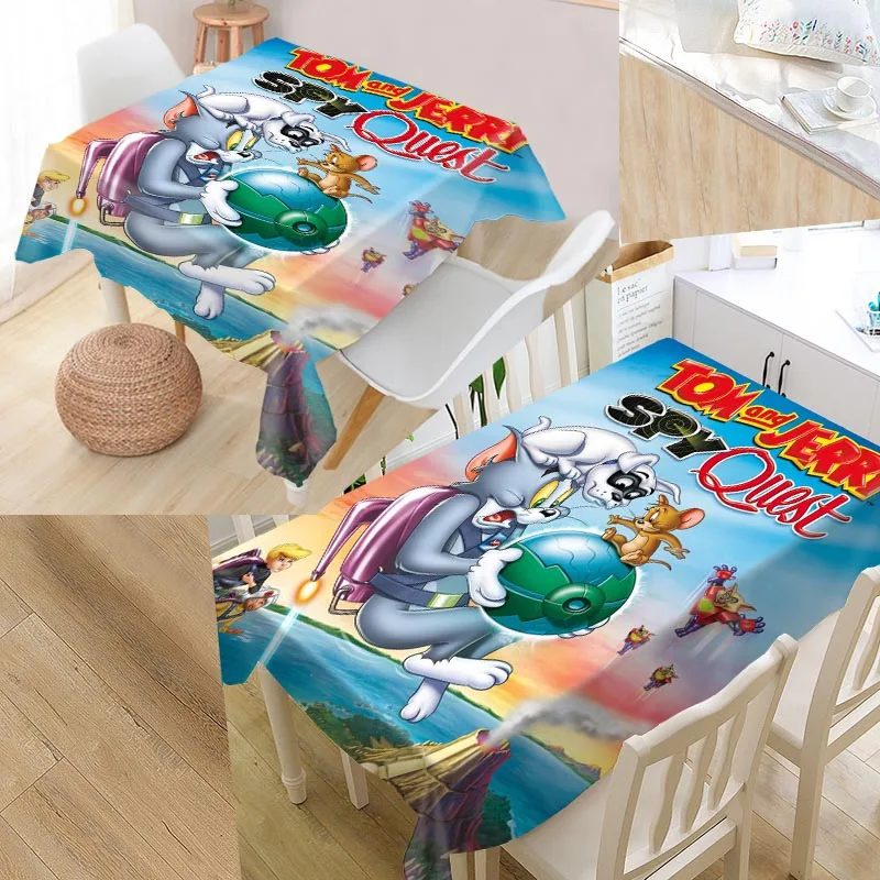 tablecloth Пользовательские Том и Джерри крышка стола Оксфорд влагостойкая скатерть может мыть скатерти для кухни свадебное оформление отеля - Цвет: tablecloth