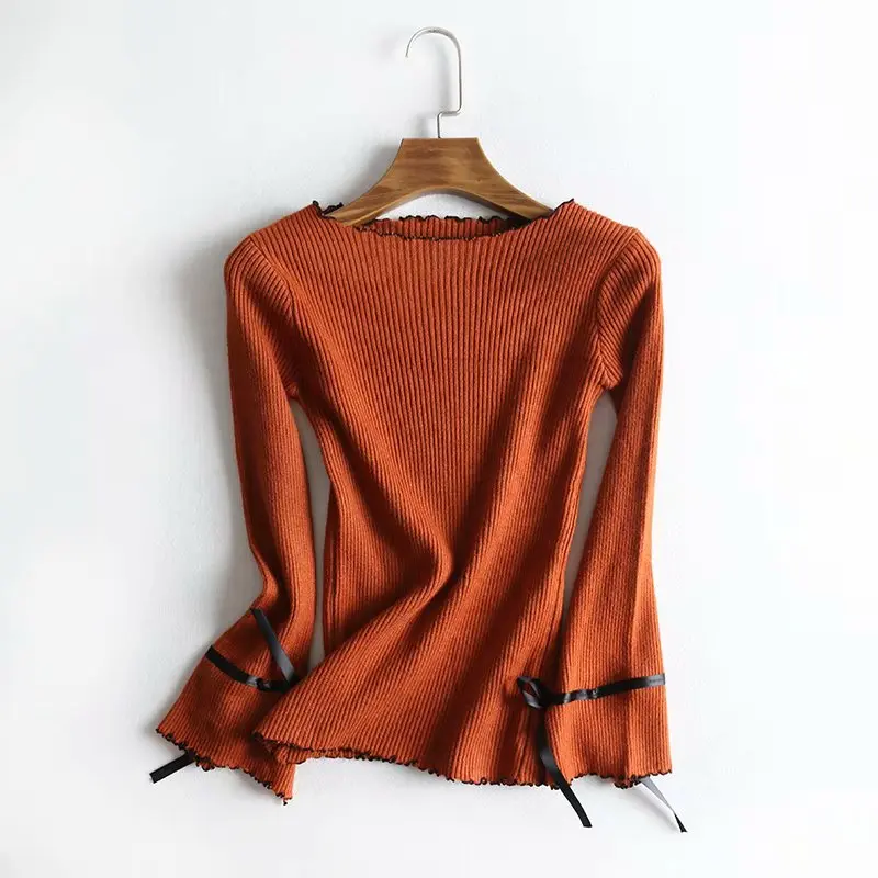 2019 Autumn Fashion New Women Sweater Long Sleeves Loose Bow Knitting Sweaters Female Pullover Jumper Tops | Женская одежда