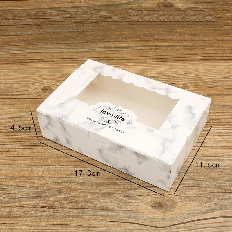 10pcs Candy Box With Window White&Pink Marbling Wedding Gift Box Mooncake Cookie Party Gift Cake Jewelry Packaging Box