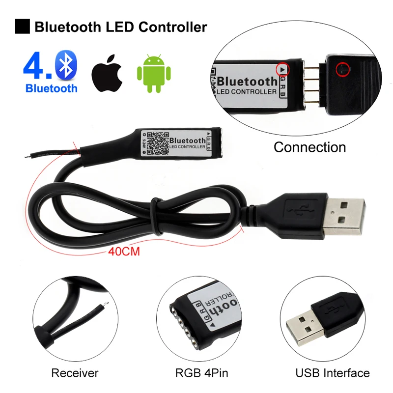 HKZZI Bluetooth Светодиодная лента 5050 RGB USB 5V водонепроницаемый 0 5 M-5 M wifi световая ТВ
