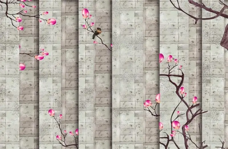 3d обои для комнаты на заказ настенная фотография серая стена персиковая картина