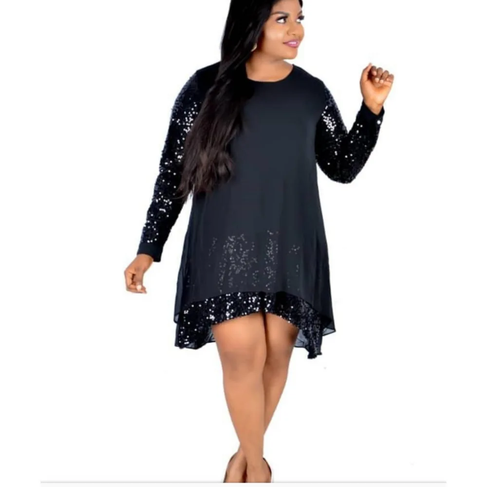 

Женское платье с блестками в африканском стиле, L-XXL, лето 2019