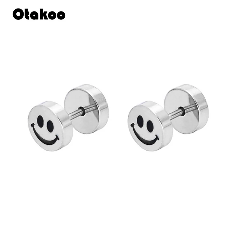 Otakoo серьги Модные ювелирные изделия штанга улыбающееся лицо гвоздики пирсинг