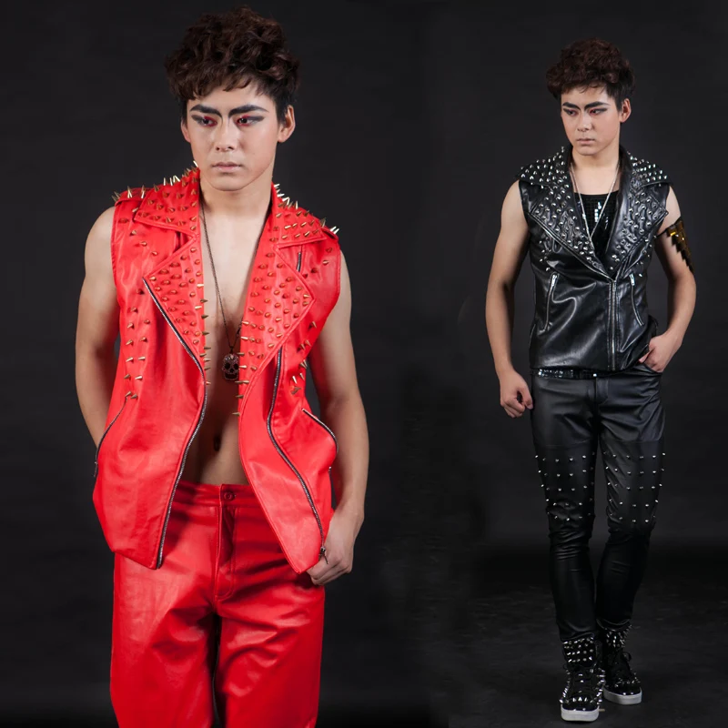 

Jazz Dance Costumes Zipper Jacket Pants Outfits Male Hip Hop Street Dancing Clothes Nightclub Party Bar Singer Dancer Suit DT792