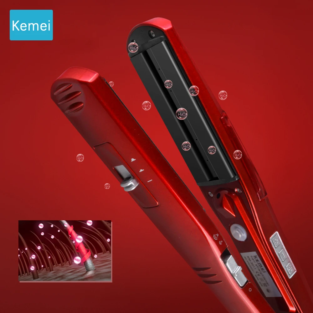 Плоский Утюг kemei паровой выпрямитель для волос steampod выпрямители влажных и сухих