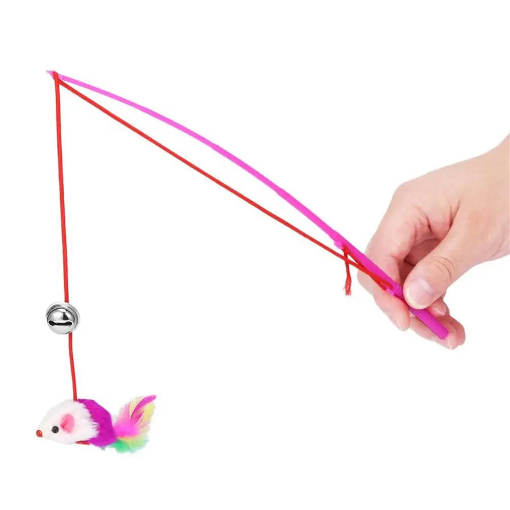 For Pet Cat Bell The Dangle Faux Mouse Rod Roped Funny Fun Play Playing Toy | Дом и сад