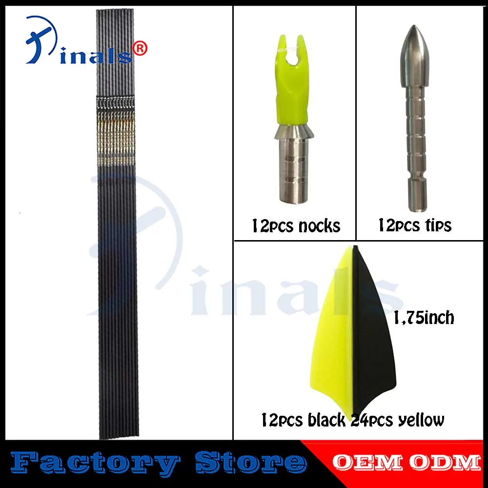 Pinals Archery Carbon Arrow Spine 600  ID 4.2mm 30inch Shafts Plastic Vanes Recurve Bow Longbow Hunting Shooting