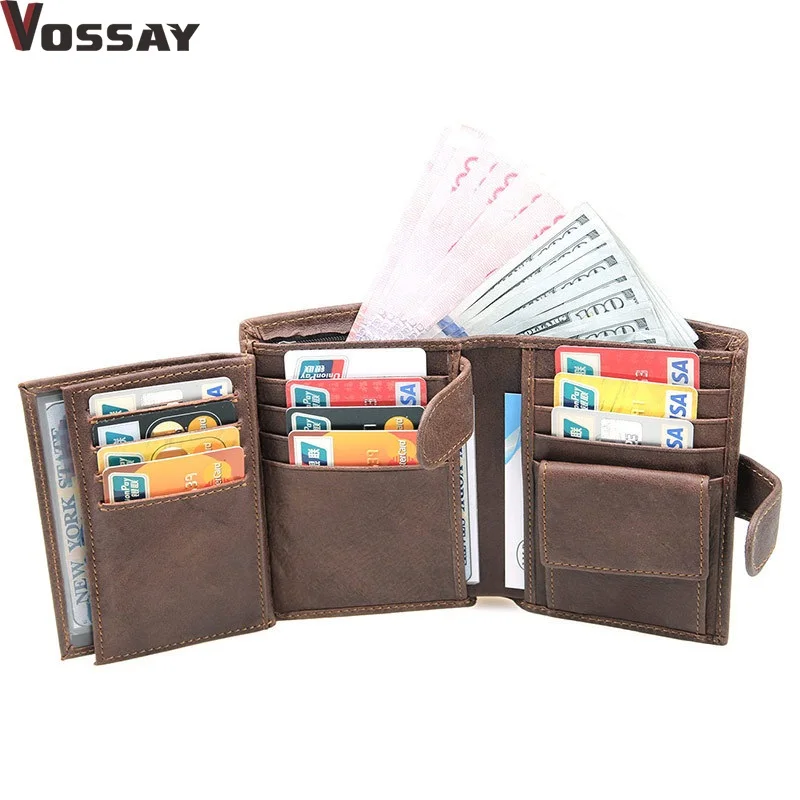 Большая Емкость мужская Винтаж Натуральная Кожа Кошелек Мужчины Держателя Карты