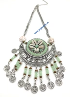 vintage tibetan handmade beads chain necklace flower crystal pendants boho style collier femme statement necklace summer style