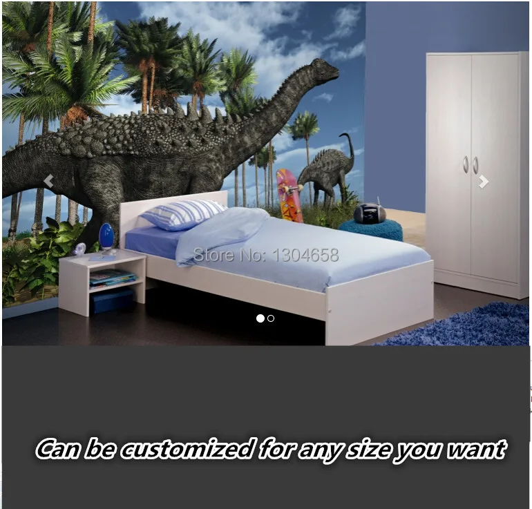 

Free shipping custom modern large-scale murals sitting room children's room Wandering Dino 's Wallpaper Wall Mural silk fabric