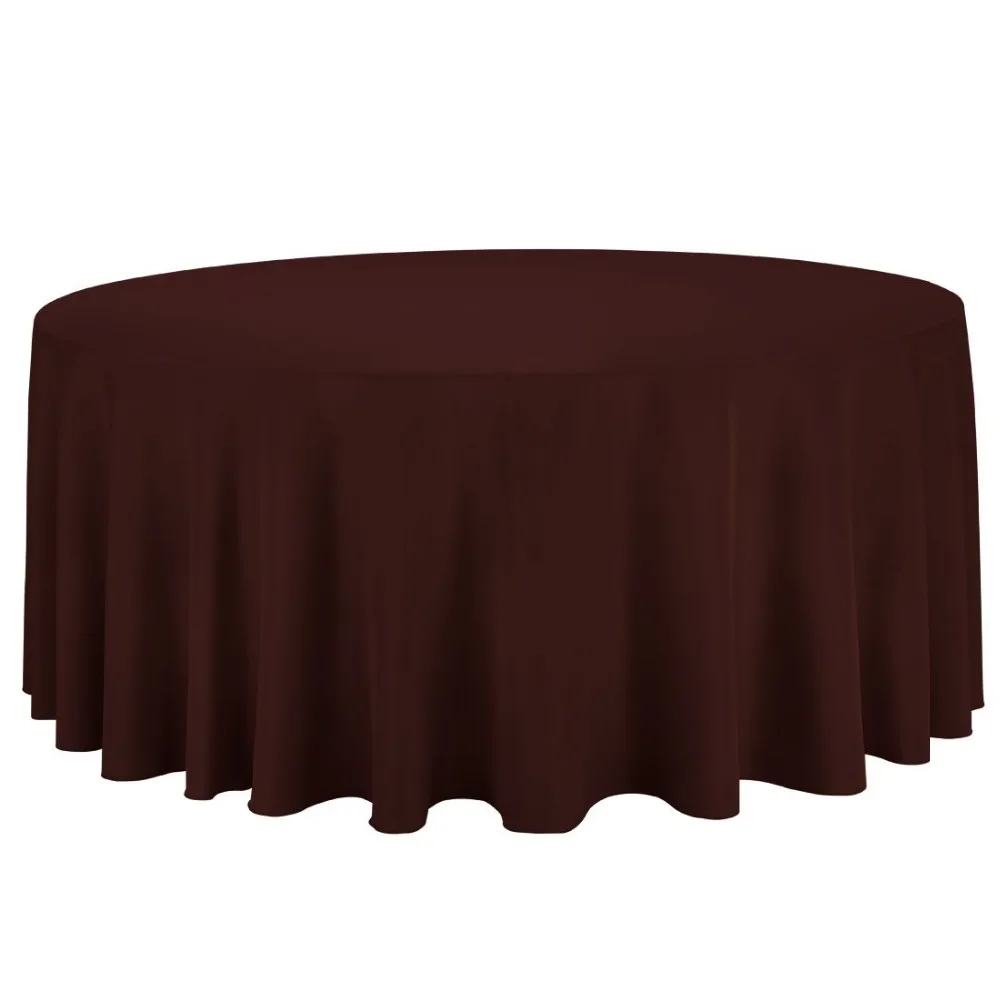 

10Pcs Chocolate Round 108" Polyester Tablecloth For Wedding Party Banquet Decoration Hotel Supplies Free Shipping