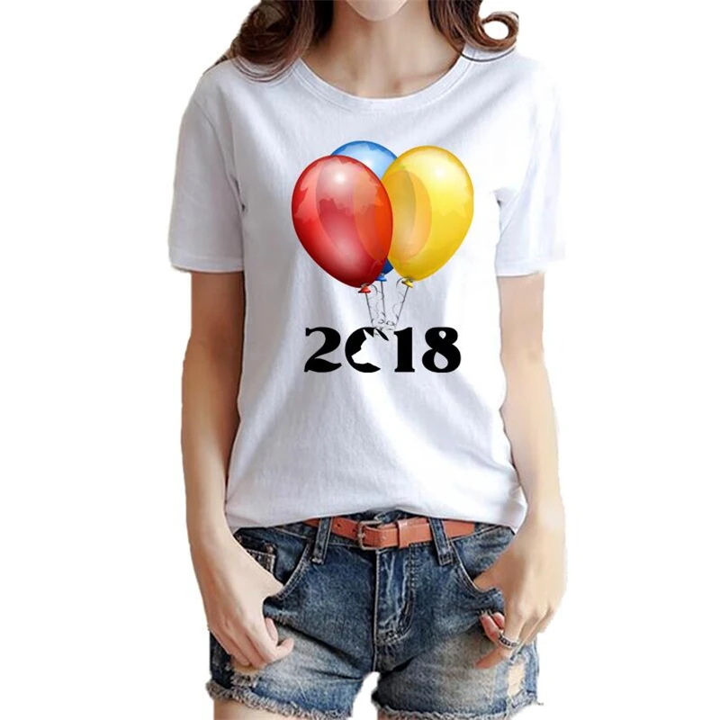2018 женские футболки летняя Модная хлопковая Футболка с круглым вырезом и
