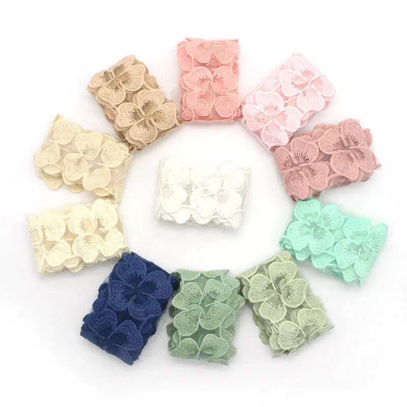 Органза 5 см ажурная вышивка однотонная Водорастворимая кружевная штрих код