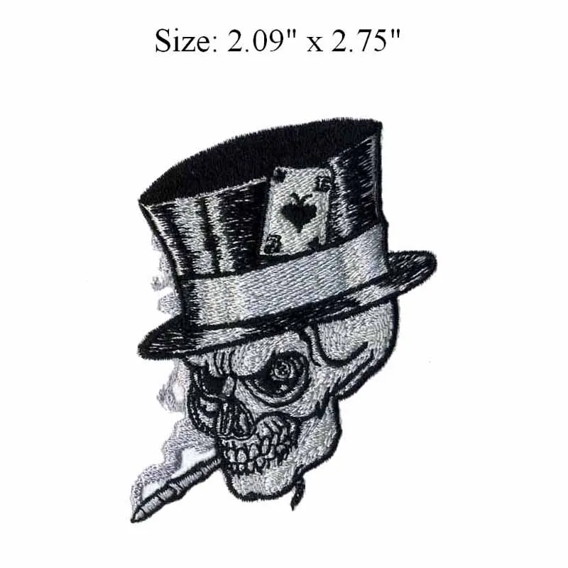 

TATOO SKULL TOPHAT 2.09"wide embroidery patch for PLAY POKER/ACE OF SPADES/PROFESSIONAL