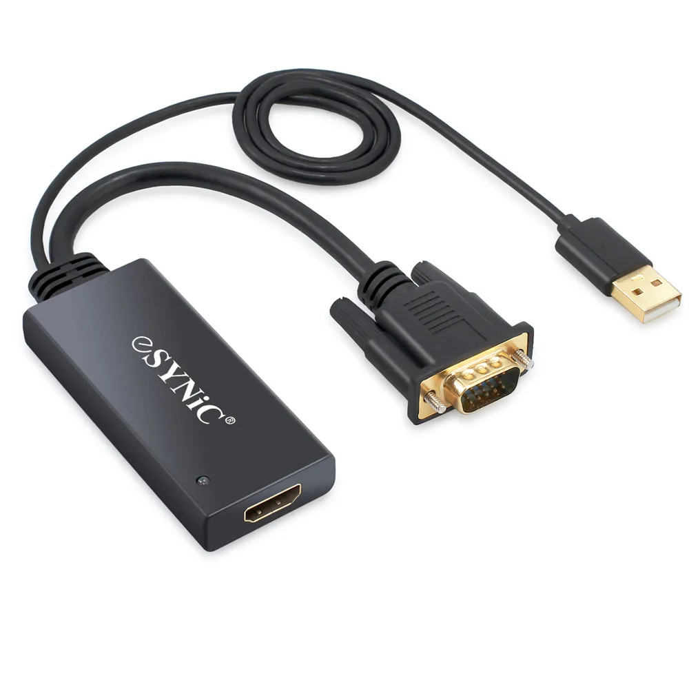 Proster преобразователь из VGA в HDMI адаптер 1080P USB мощность аудио VGA HDMI Женский адаптер с кабелем для ПК HDTV проектор
