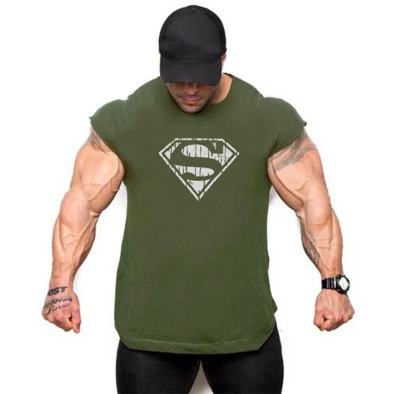 Брендовая одежда для бодибилдинга, мужская майка для спортзала, облегающая летняя хлопковая Облегающая рубашка, Мужская майка, майка для фитнеса, футболки