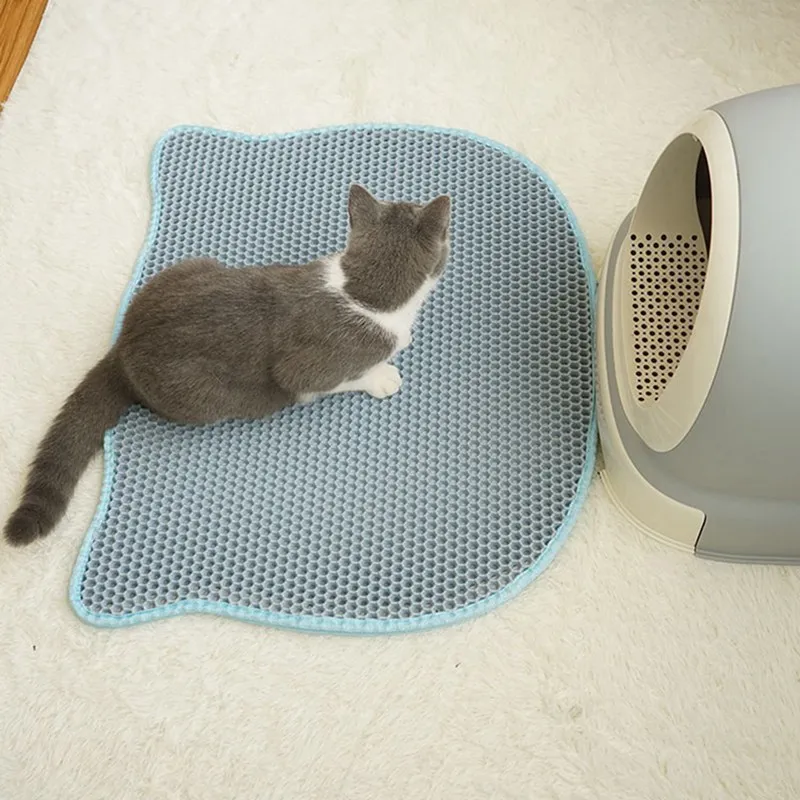 

Pet Cat Litter Mat Environmental protection EVA Double Bear Head Cat littr Trapper mat Easy to Clean Scatter Control For Gatos