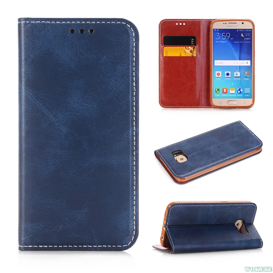 Мода Ретро Флип Магнит Кожа Стенд PU Слот Карт Бумажника Case для Samsung Galaxy S5 S6/S6 Edge S7