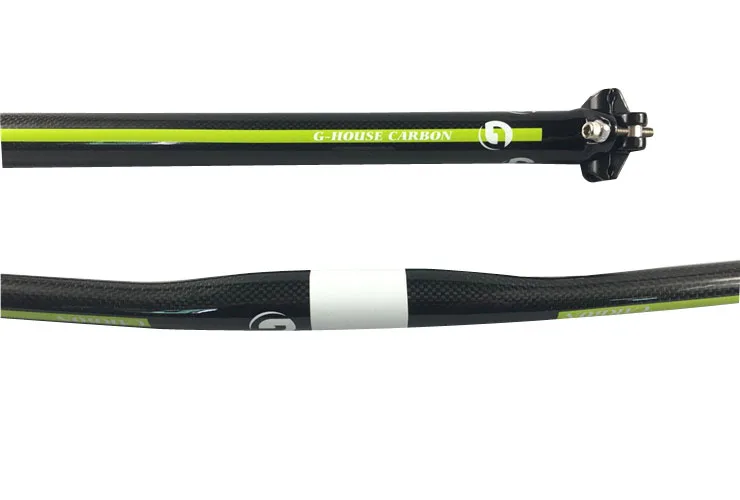 

G-HOUSE super light full carbon mtb handlebar one-shaped handlebar and bicycle seatpost bicycle parts 31.8mm